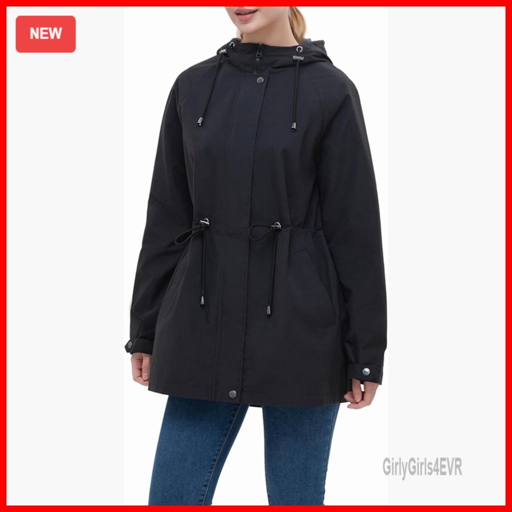 Water-Resistant Anorak Hooded Rain Jacket Trench Coat Regular Fit